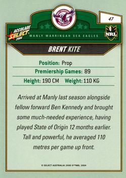 2006 Select Accolade #47 Brent Kite Back